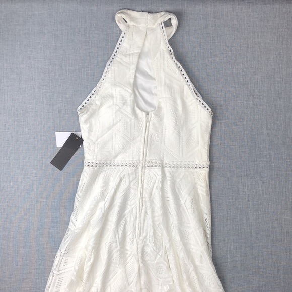 City Studio White Crochet Halter Dress Junior Size 3, 5, 13 Homecoming Prom - Picture 5 of 6